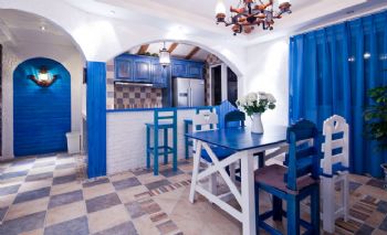 地中海蓝色风情装修案例地中海风格餐厅装修图片