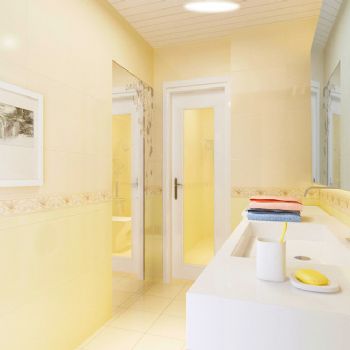 旧房翻新亮色二居室设计图现代卫生间装修图片