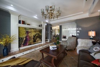 美式简约大户型装修案例欣赏美式客厅装修图片