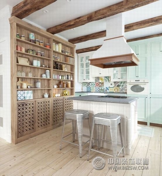 法式乡村开放式厨房设计简约风格厨房装修效果图