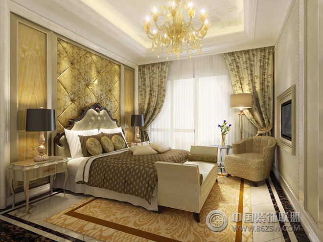 欧式古典卧室窗帘设计古典风格卧室装修效果图