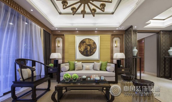 中式客厅背景墙设计案例中式风格客厅装修效果图