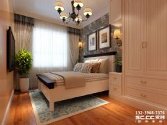 兰州实创装饰装修仁恒·美林郡96㎡美式之约美式卧室装修图片