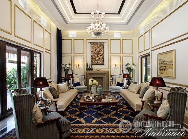 美式别墅客厅设计案例美式风格客厅装修效果图