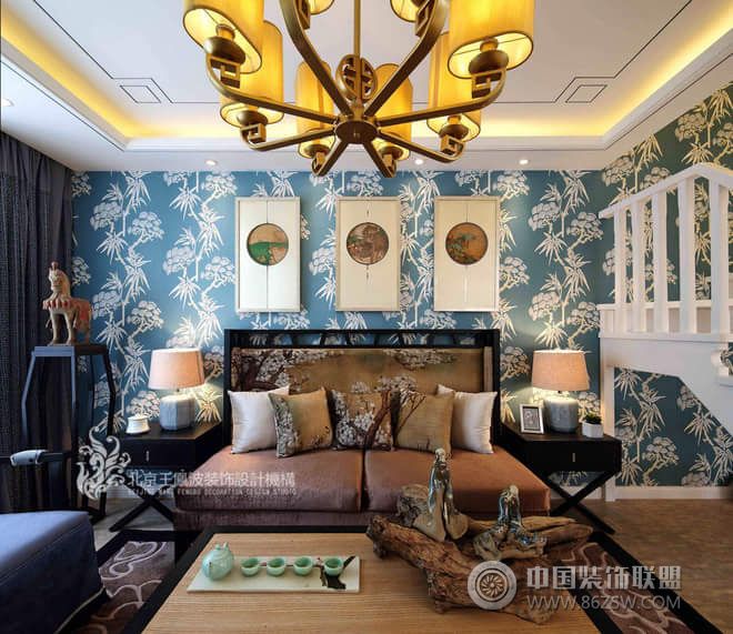 中式古典别墅客厅设计案例中式风格客厅装修效果图