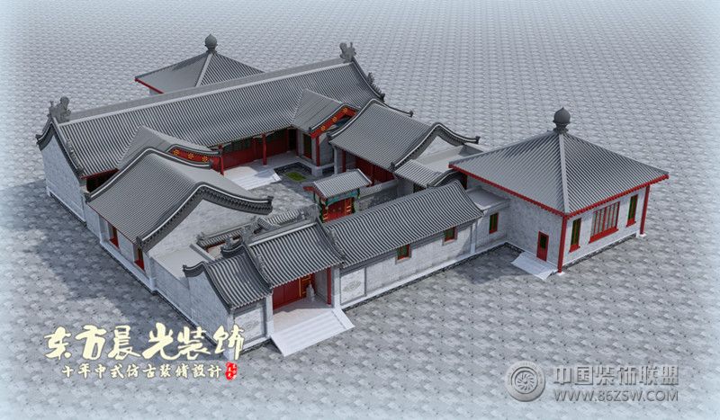 中国四合院建筑设计整套大图展示_中式别墅装