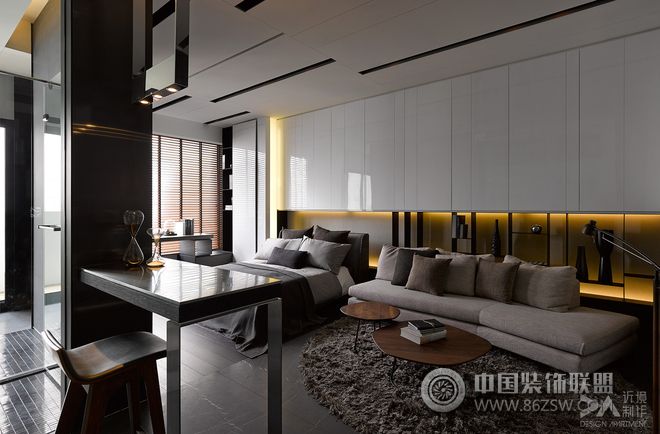 现代公寓空间隔断设计现代风格客厅装修效果图