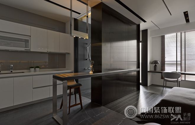 现代公寓厨房隔断设计现代风格厨房装修效果图