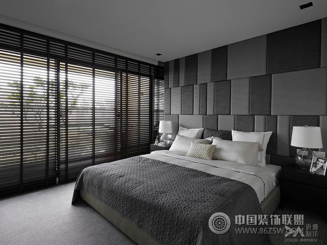 观景房卧室背景墙设计案例现代风格卧室装修效果图