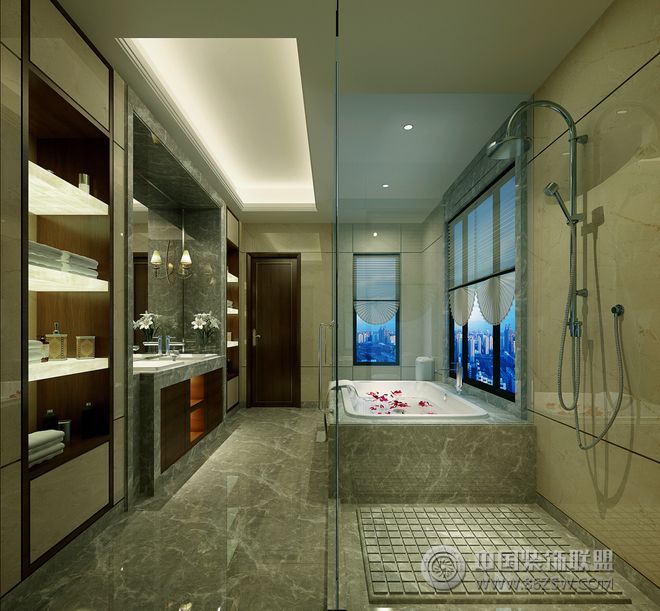 现代中式卫浴间设计案例中式风格卫生间装修效果图