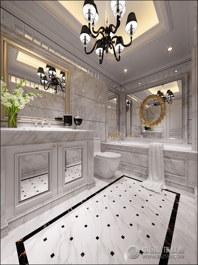 新古典卫浴镜面设计古典风格卫生间装修效果图
