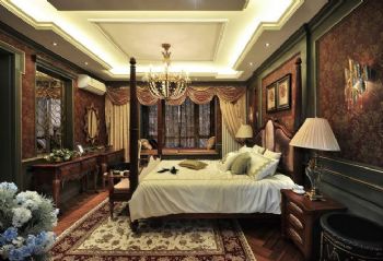 奢华美式风格别墅效果图美式卧室装修图片