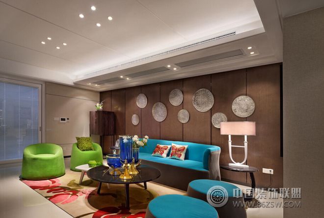 现代沙发背景墙设计案例现代风格客厅装修效果图