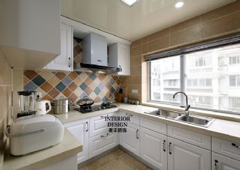 清新美式二居设计案例美式厨房装修图片