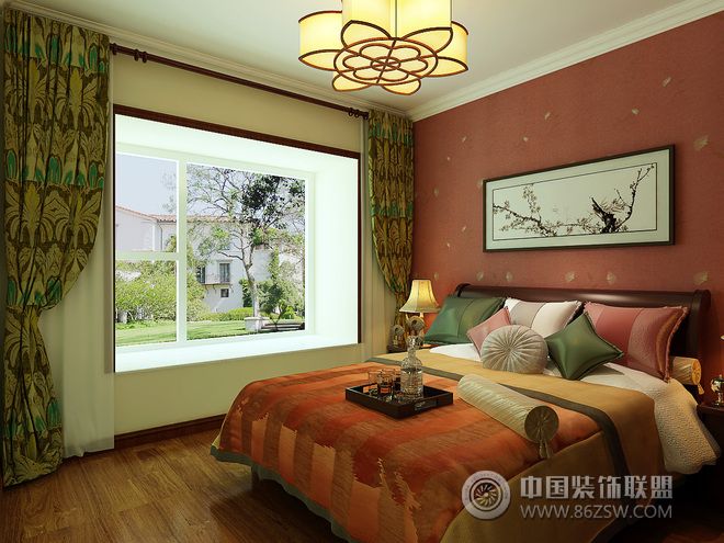中式卧室飘窗设计图中式风格卧室装修效果图