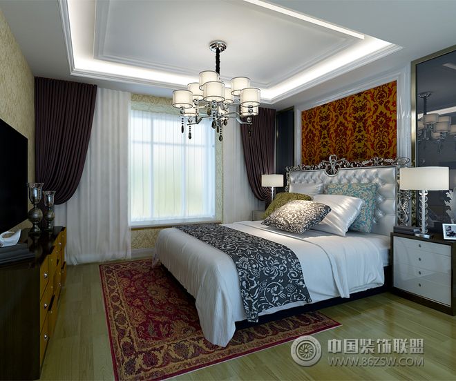 简欧卧室背景墙设计案例欧式风格卧室装修效果图