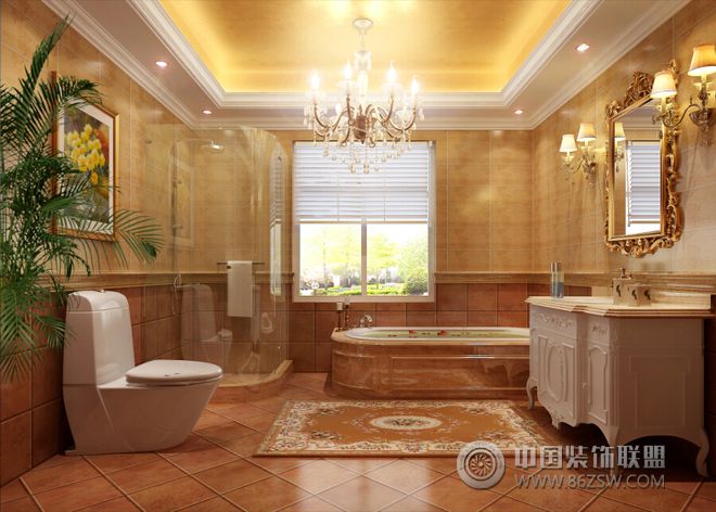 美式别墅卫浴间设计案例美式风格卫生间装修效果图