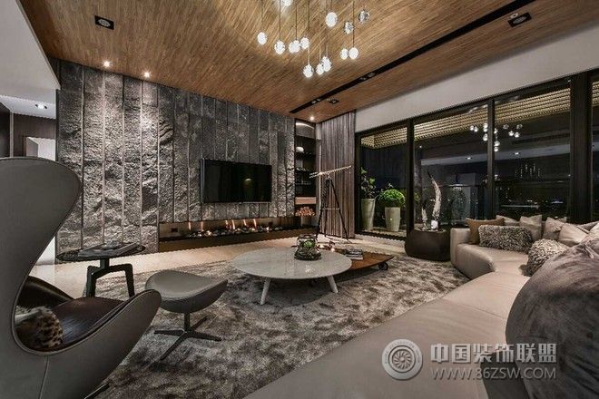 现代公寓电视背景墙设计现代风格客厅装修效果图