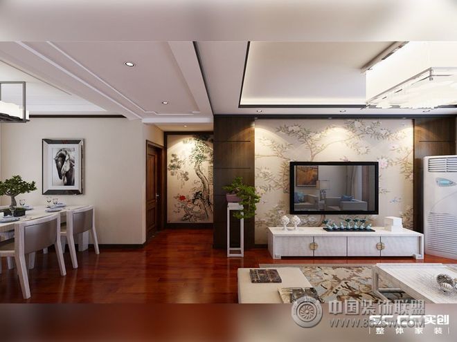 新中式电视背景墙设计案例中式风格客厅装修效果图