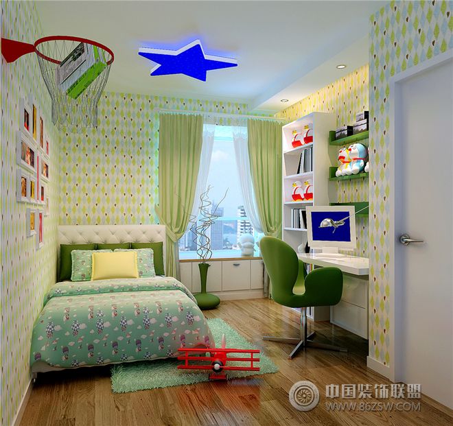 现代儿童房壁纸设计图现代风格儿童房装修效果图