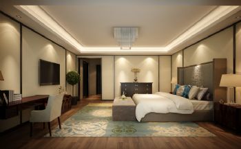 现代中式别墅设计案例欣赏中式卧室装修图片