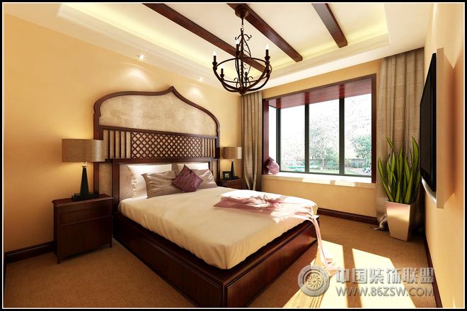 东南亚卧室吊顶设计东南亚风格卧室装修效果图