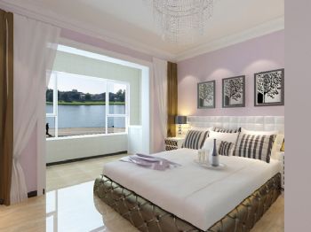 88平米现代简约二居设计案例现代卧室装修图片