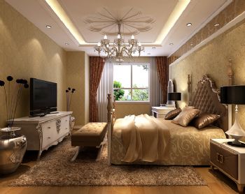 154平米欧式三居装修案例欧式卧室装修图片