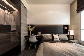 现代简约黑白经典三居室现代卧室装修图片