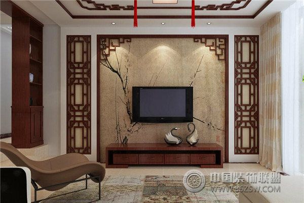 中式电视背景墙设计中式风格客厅装修效果图