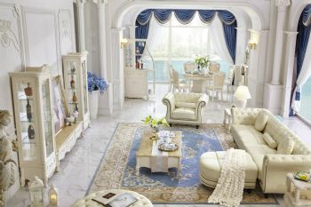 白色简欧风格别墅设计案例欧式客厅装修图片