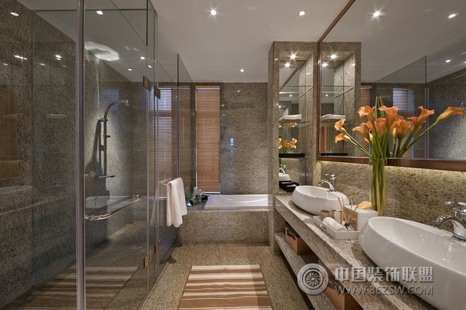 现代别墅卫浴间设计案例现代风格卫生间装修效果图