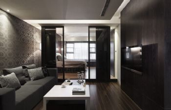 华丽黑色质感大宅设计现代卧室装修图片