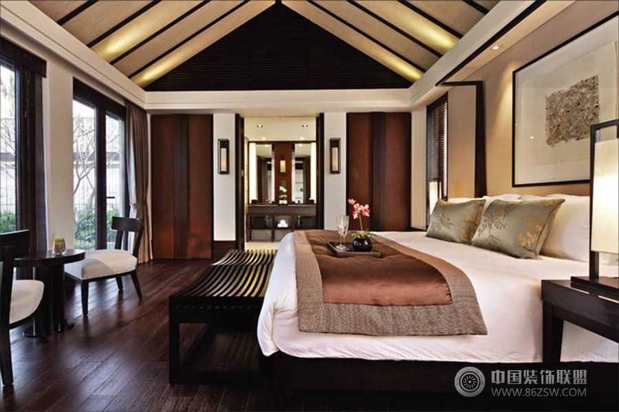 中式别墅卧室设计案例中式风格卧室装修效果图