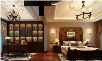 新中式联排别墅设计案例中式卧室装修图片