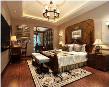 新中式联排别墅设计案例中式卧室装修图片