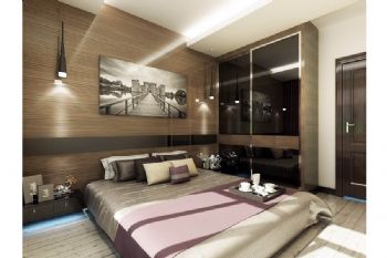 咖啡色个性公寓设计案例现代卧室装修图片