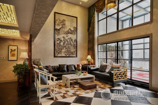 新中式别墅设计欣赏中式风格客厅装修效果图