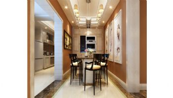 135平米新中式三居设计图中式餐厅装修图片
