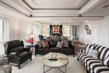 黑白配美式新古典设计美式客厅装修图片