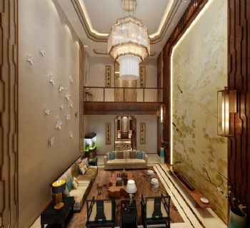 中式茶禅别墅设计图欣赏中式客厅装修图片