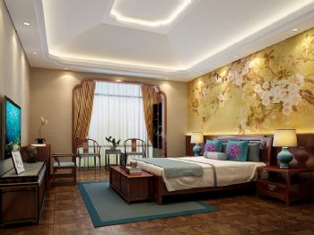 中式茶禅别墅设计图欣赏中式卧室装修图片
