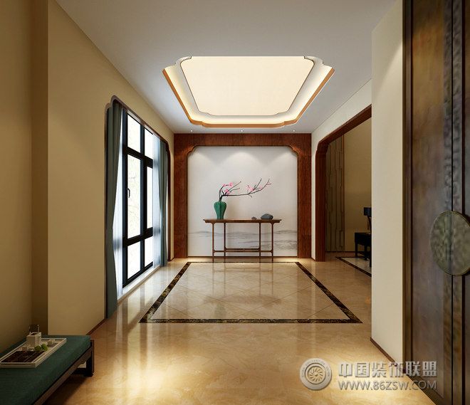 中式茶禅别墅设计中式风格过道装修效果图