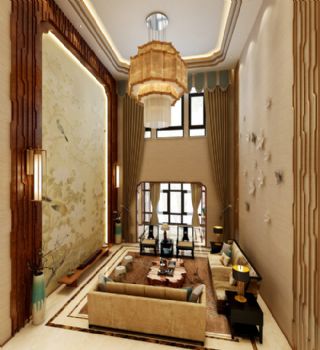 中式茶禅别墅设计图欣赏中式客厅装修图片