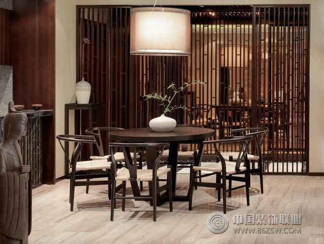 新中式联排别墅案例欣赏中式风格餐厅装修效果图