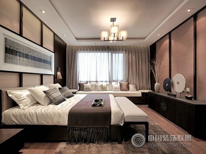 新中式联排别墅案例欣赏中式风格卧室装修效果图