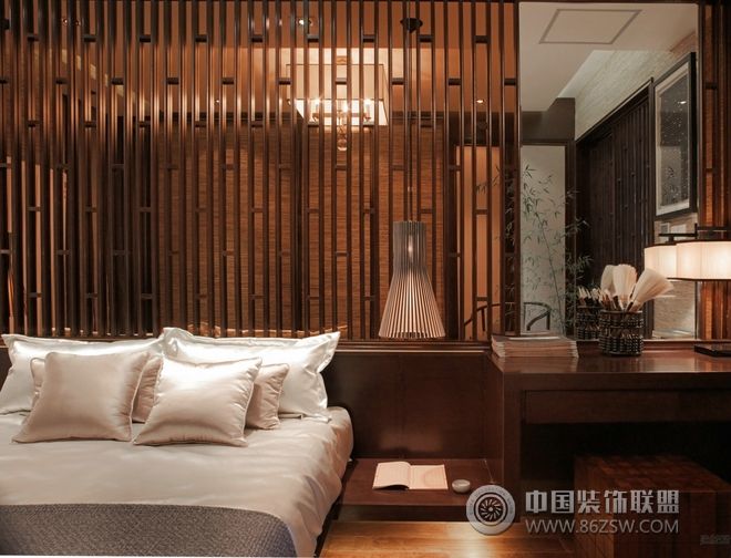 新中式联排别墅案例欣赏中式风格卧室装修效果图