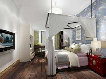 92平米清新自然小雅居现代卧室装修图片