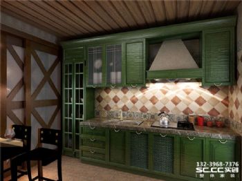 兰州实创装饰山水兴城123㎡美式美式厨房装修图片
