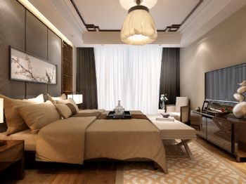 邯郸实创装饰美的166㎡ 中式风格中式卧室装修图片